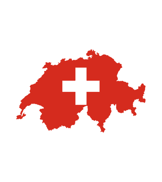 Flagge und Landkarte von der Schweiz.